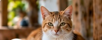 Concept image of a resting orange-and-white cat